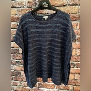 J.JILL Blue Striped Knit Poncho Style Dolman Sleeve Sweater S/M Petite